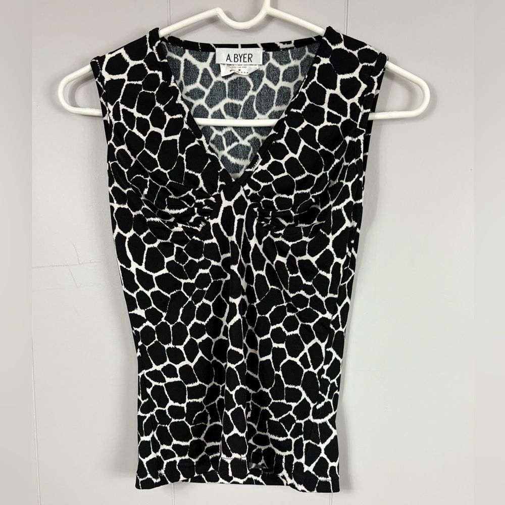 A. Byer Vintage Y2K Giraffe Animal Print Tank Top Size Medium Made in the USA